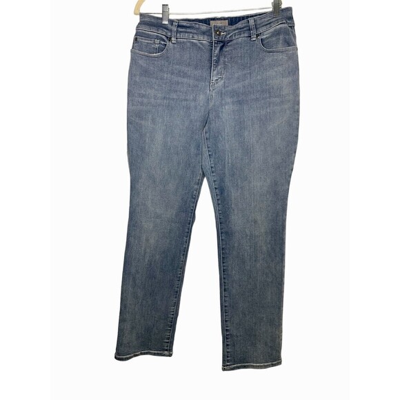 Chico's So Slimming Jeans Womens 2 Regular Sz 12 Stretch Straight Light Wash - Picture 1 of 5